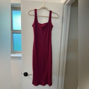 Wild Fable Ribbed Midi Dress in Deep Pink